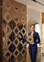 Panel Dinding Kaca Perekat Sendiri Premium Rose Gold Geometris