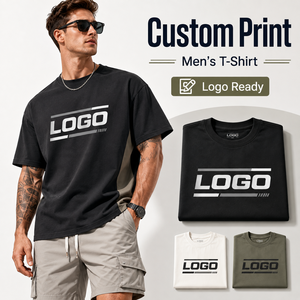 Impression personnalisée de t-shirts, t-shirt avec logo pour homme, coupe ample, coton lourd, col rond, streetwear. - Product Image 1
