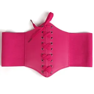 I-0076 da donna corsetto Extra largo elastico cintura regolabile legata cintura in pelle avvolgente cintura dimagrante cintura