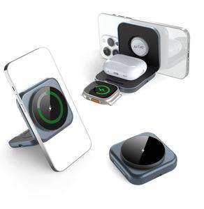 WOWCASE nuevo cargador rápido de 15W magnético plegable 3 en 1 cargador inalámbrico para iPhone 15 /IWatch / <span class=keywords><strong>AirPods</strong></span> / Samsung <span class=keywords><strong>Galaxy</strong></span> - Product Image 1