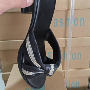 Sandali donna Open Toe Fish bocca nera <span class=keywords><strong>zeppa</strong></span> leggera estate pantofole piatte <span class=keywords><strong>con</strong></span> pizzo per l'autunno stile Sexy - Product Image 6