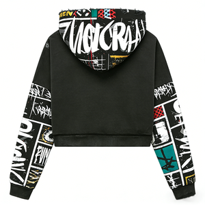 Sweat à capuche Hip Hop pour homme avec motifs audacieux style étiquette, aspect délavé vintage |   Fabricants de vêtements tout-en-un pour les collections de vêtements - Product Image 2