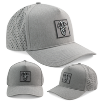 HS41 Gorra de Golf Personalizada al por Mayor con Logotipo Cuadrado en PVC, 5 Paneles, Visera Curva, Impermeable y Ventilada con Láser
