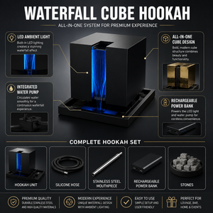 Chicha Cascade de Luxe en Acier Inoxydable Illuminée, Ensemble Moderne avec Logo Personnalisé pour Restaurant, Bar, Salon – Vente en Gros - Product Image 2