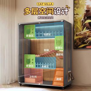 Casa de Madera para Gatos de Interior con Estructura para Trepar - Jaula Espaciosa de Varios Niveles y <span class=keywords><strong>Centro</strong></span> de Actividades para Gatos - Product Image 6