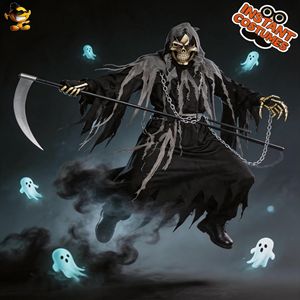 Disfraz de Halloween para Hombre, Disfraz de Grim Reaper, Túnica de Fantasma de la Muerte, Disfraz de Cosplay con Máscara - Product Image 3
