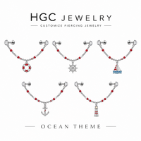 Bijoux de piercing sur le thème de la mer avec coquillages, étoiles de mer et hippocampes pour oreille, nez, ventre, langue, lèvre – Fabrication sur mesure