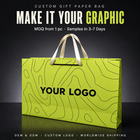 Sac cadeau mat laminé avec impression personnalisée pour bijoux, cosmétiques, bougies, avec poignée en ruban, motif contour vert fluo, vente en gros usine