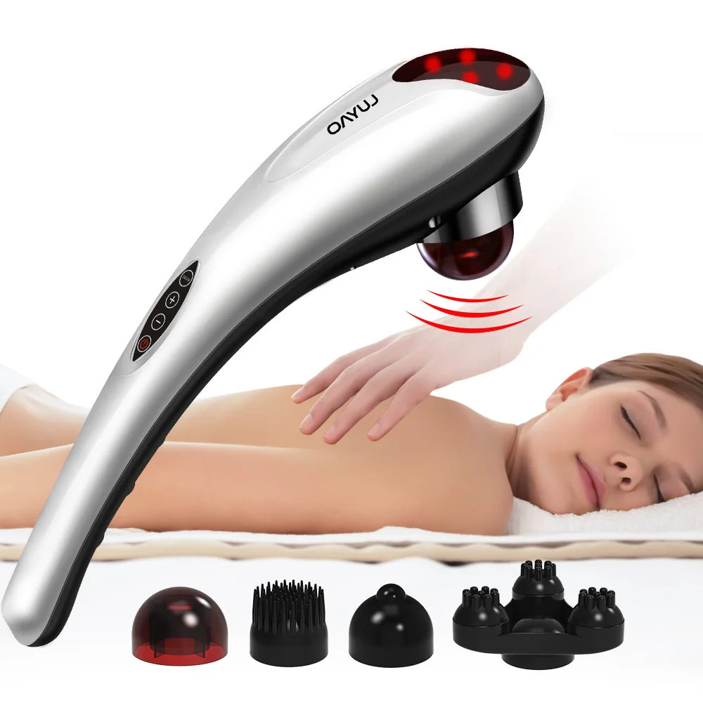 Luayo LY-606A Manual three changeable massage head dolphin corded wired shape handy infrared body massage hammer