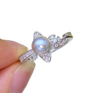 ขาตั้งแหวนเงินแท้ S925 รุ่น 10618DIY สำหรับใส่ไข่มุก  แบบหนา ทันสมัย  รองรับไข่มุกขนาด 10-13 มม. - Product Image 5