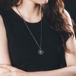 Craft Wolf Fashion Jewelry Bronze Vintage Silver Women Men Stainless Steel Embossed <strong>Coin</strong> Chain <strong>Necklace</strong> - Product Image 5