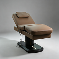 Table de massage électrique à 3 moteurs, table de spa faciale, base avec lumière LED, mécanisme de levage, chaise en cuir PVC pour salon de beauté, clinique médicale