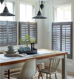 Volets <span class=keywords><strong>de</strong></span> style café sur mesure |   Stores <span class=keywords><strong>de</strong></span> fenêtre mi-hauteur pour <span class=keywords><strong>l</strong></span>'intimité |   Volets intérieurs en PVC imperméable et en bois massif - Product Image 1