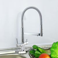 4 Wege Fensterarmatur Chrome Poli Filtre Purificateur Robinet pour Cuisine Robinet de Bassin à Ressort Robinet d'eau à 4 Voies