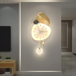 Hiện Đại Acrylic Sơn Với Đồng Hồ Cho Phòng Khách Tường Nghệ Thuật Sáng Tạo Ánh Sáng Và Treo Thiết Kế Cơ Khí Kim Hiển Thị - Product Image 2