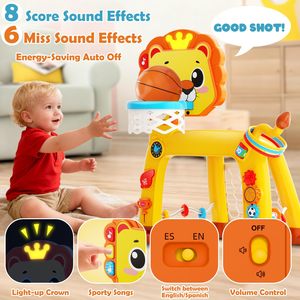 Jouets de voyage pour bébé : Panier de basket et but de football, jouets sportifs pour tout-petits avec lumières, sons et musique, centre d'activités pour bébé - Product Image 3