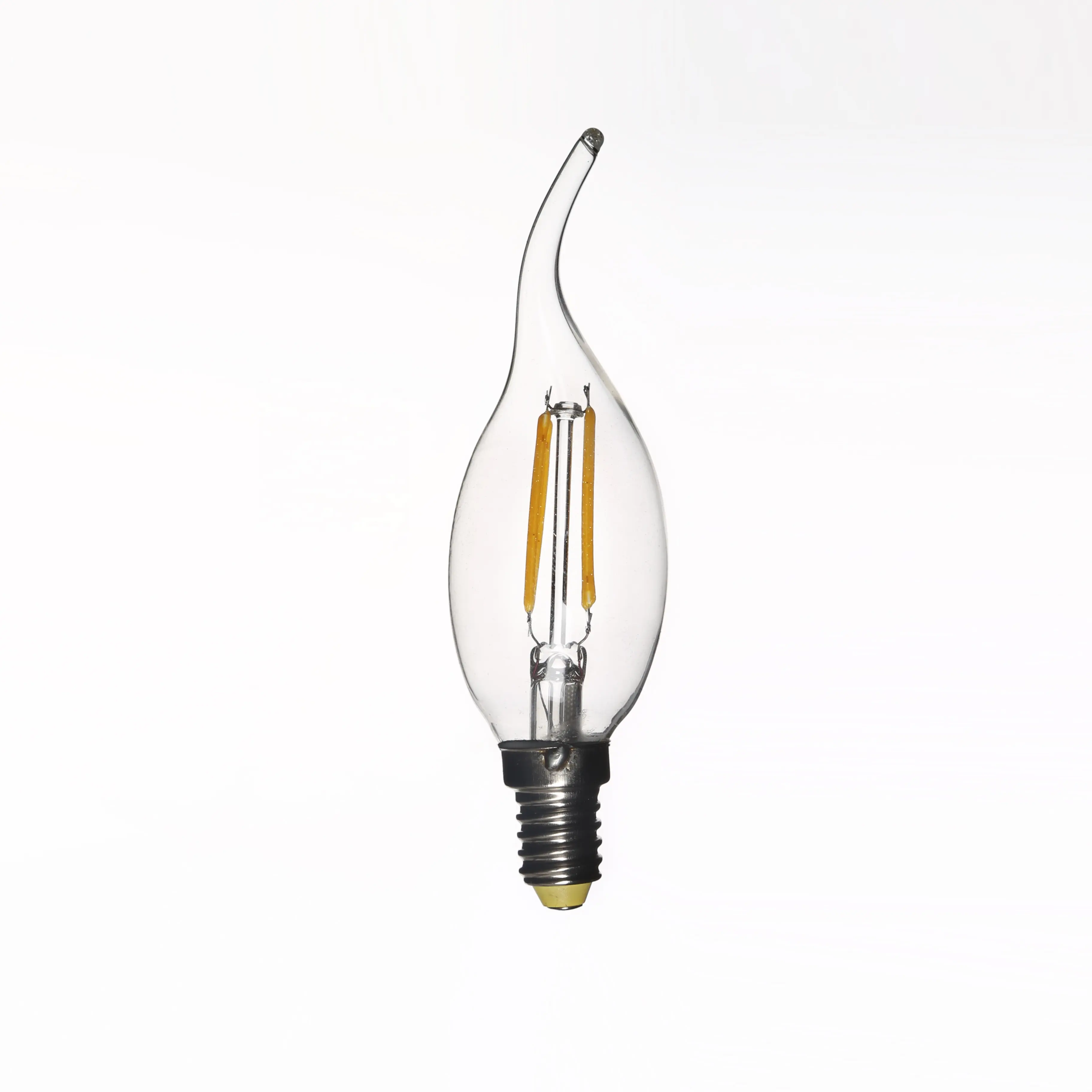 LED Candle Bulbs C35L Clear Glass Flame Shape Bent Tip LED Candelabra Light Bulb 4W Filament LED 2W Equivalent Light Bulb