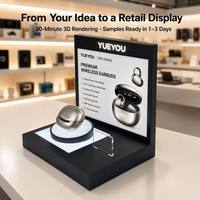 Expositor LED Iluminado para Auriculares TWS, Panel Personalizado con Marca, Soporte de Demostración para Auriculares Inalámbricos