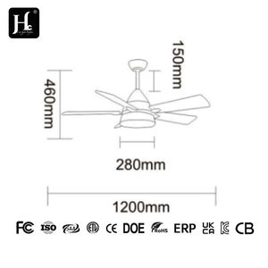 <b>LED</b> <b>ceiling</b> <b>fan</b> with lights, 5 plywood blades, 6-speed variable, remote control - perfect for dining areas and living rooms - Product Image 3