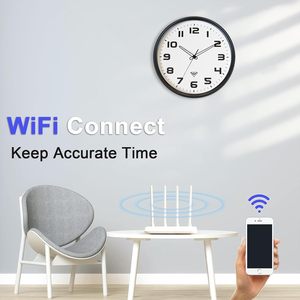 Modern Decorative Plastic <b>Silver</b> Frame Quartz Needle Wall <b>Clock</b> with Traditional Design Silent Sweep Movement Round 12 Inch - Product Image 2