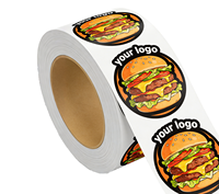 Etiquetas Adhesivas Personalizadas de Vinilo Impermeables para Alimentos, con Logotipo de Marca, Redondas, para Cajas de Comida Rápida, Hamburguesas y Restaurantes