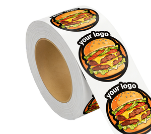 Rouleau d'autocollants alimentaires personnalisés en vinyle imperméable, logo de marque, étiquettes rondes pour emballages de restaurants, hamburgers, fast-food - Product Image 3