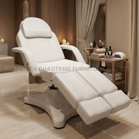 Fauteuil de Salon de Beauté et Spa Moderne, Lit de Cils Hydraulique Rotatif, Table de Massage Multifonctionnelle Pliable à Jambes Dédoublées en PU