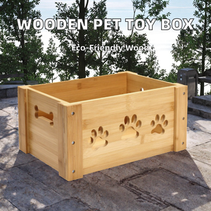 Caja de Juguetes de Madera Sostenible Estilo Arte Folclórico, Material de Pino Natural Pulido, para Almacenamiento de Alimentos para Mascotas y Ropa - Product Image 2
