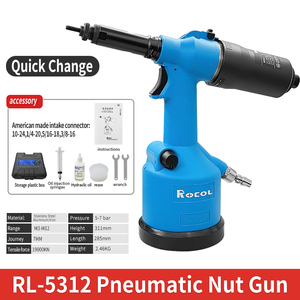Pistola de tuercas de remache neumática completamente automática Luoge, herramienta de tapa de tracción para remachadoras de aire americanas británicas - Product Image 3