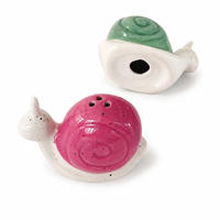 Ensemble salière et poivrière en céramique en forme d'escargot, distributeur d'épices animalier, écologique, anti-fuite, rose et vert, décoration de table de cuisine, compatible micro-ondes