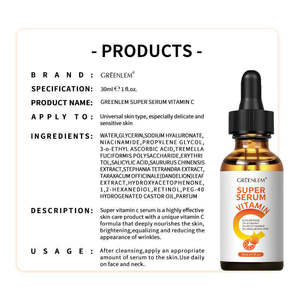 Sérum à la vitamine C 20% OEM personnalisé en usine, acide L-ascorbique stable, 30 ml, éclaircissant, anti-âge, antioxydant pour le visage, marque privée - Product Image 5