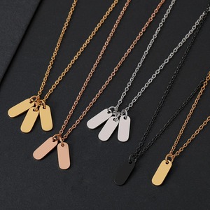 Collier personnalisé avec nom, 4 couleurs, pendentif rectangulaire et rond gravable, bijoux en acier inoxydable, cadeau personnalisé avec lettre - Product Image 1