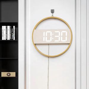 Horloge murale numérique LED ronde décorative en bois créative de 12 <span class=keywords><strong>pouces</strong></span> pour la décoration de la maison ET5059 - Product Image 3