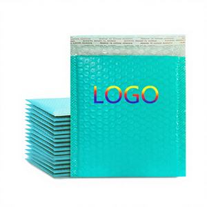 Sac à bulles en polyéthylène co-extrudé biodégradable écologique turquoise 11x13+4CM épais pour cosmétiques, bijoux, CD, enveloppe personnalisée - Product Image 1