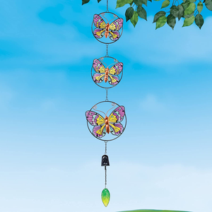 กระดิ่งลมพลังงานแสงอาทิตย์รูปดอกไม้สีฟ้าสุดเท่ใช้แขวนกลางแจ้งเครื่องปั่นลมพร้อมหางสวน - Product Image 5