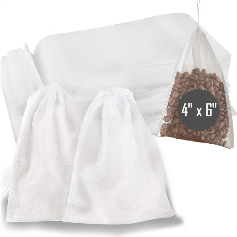 4inX 6in organic No Mess Cold Brew Coffee Filters Disposable muslin Mesh Brewing steep Bags with Tea Filter Bags for Cold Brew C