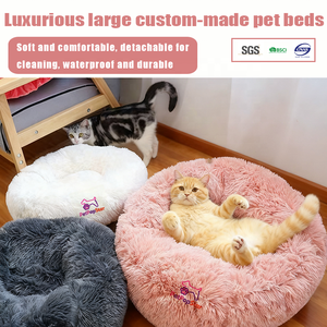 Cestino rotondo in pelliccia sintetica per cani per gatti caldo cesto per animali domestici cuscino per divano letto inverno comodo nido gatti e piccoli cani produttore - Product Image 2