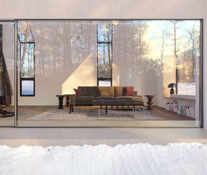 Porte coulissante panoramique en verre trempé double en alliage d'aluminium, revêtement en fluorocarbone, design minimaliste, utilisation en hôtel et en jardin extérieur - Product Image 5