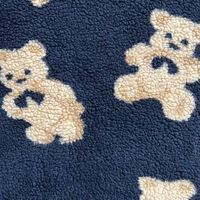 Sac en tissu polaire sherpa doux et chaud, 100 % polyester, imprimé jacquard motif ours mignon, respirant, coupe-vent, poids moyen