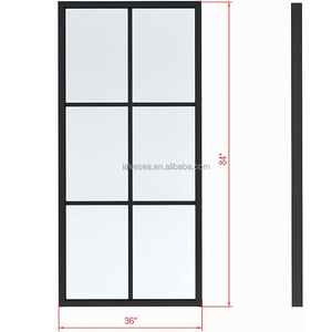 Salon salle de bain douche intérieure cuisine amérique vente chaude porte de <span class=keywords><strong>grange</strong></span> en aluminium mat noir portes de <span class=keywords><strong>grange</strong></span> coulissantes en verre - Product Image 2