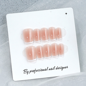 <span class=keywords><strong>Uñas</strong></span> Postizas Acrílicas Cortas en Forma de Ataúd, Color Rosa Nude con Punta Francesa, <span class=keywords><strong>Elegantes</strong></span> para Uso Diario, Estilo Stiletto Cuadrado, Venta al por Mayor - Product Image 5