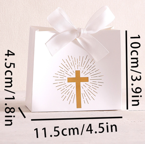 Caja de Dulces Blanca con Relieve Dorado, Embalaje de Regalo con Cruz para Fiestas de <span class=keywords><strong>Primera</strong></span> Comunión - Product Image 6