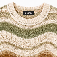 Ensemble de luxe pour femme en tricot, pull à manches cloche, jupe longue à rayures ondulées, style bohème chic, tenue haut de gamme, vente en gros, personnalisation OEM ODM