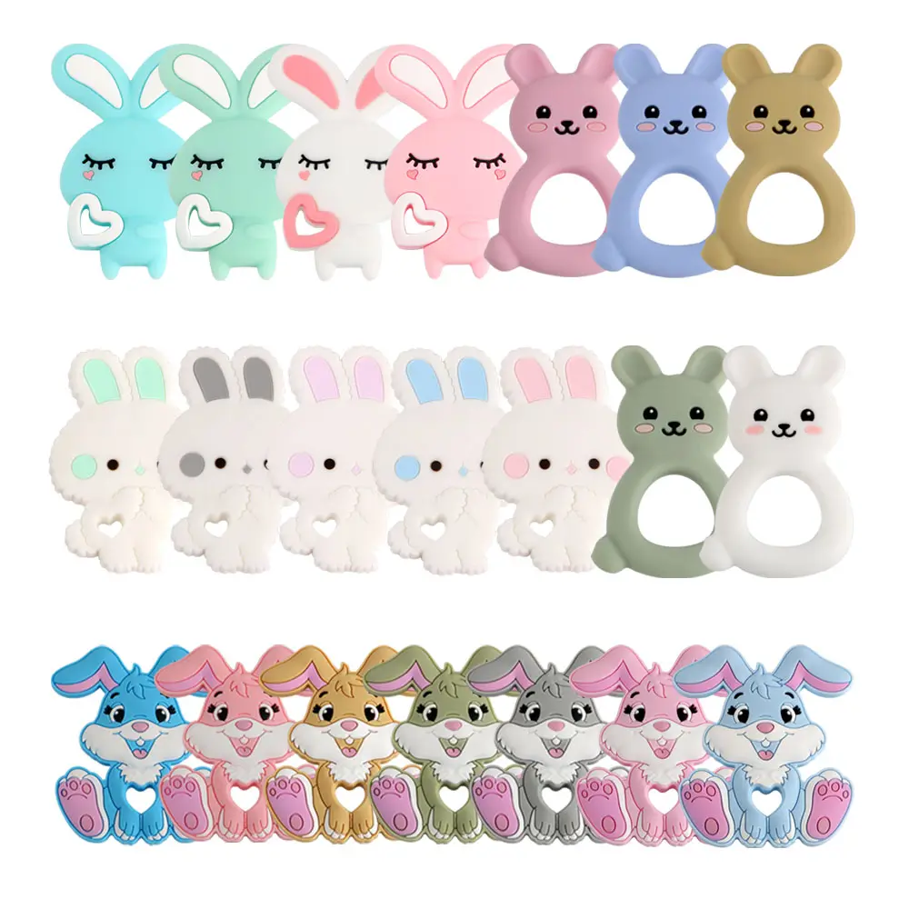 새로운 만화 동물 아기 실리콘 Teether 무료 BPA 식품 실리콘 치아 케어 실리콘 아기 teether 세트