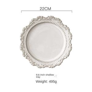Ensemble de vaisselle en céramique de dentelle de Style palais en relief rétro français de luxe ensemble de plat de poisson durable disque et tasse à café collection d'assiettes - Product Image 5
