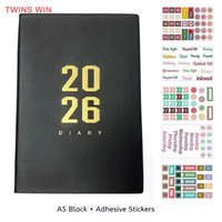 Cuaderno de diario con logotipo personalizado, cuaderno A5 de tapa dura de cuero PU texturizado con Pegatina autoadhesiva