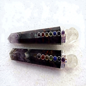 En gros, Baguette de guérison en améthyste naturelle et agate, crâne de cristal tibétain sculpté, pierre semi-précieuse, pierre de chakra, artisanat - Product Image 1