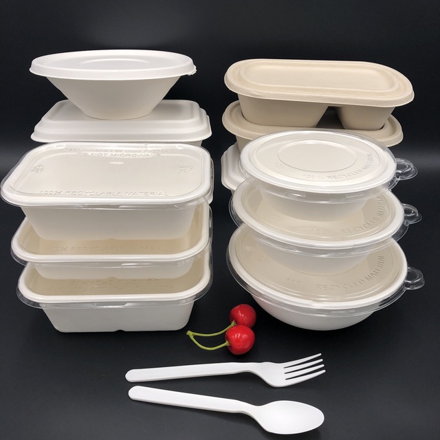 Eco Friendly Takeaway Food Packaging Compostable Sugarcane Bagasse Product 100 Biodegradable Disposable Tableware