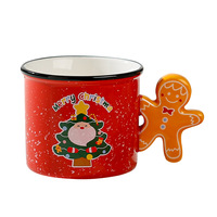 Tasses à café en céramique écologiques et résistantes au micro-ondes, motif bonhomme de pain d'épices de Noël, pour couples et usage domestique, vente en gros