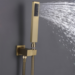 Mitigeur <span class=keywords><strong>de</strong></span> <span class=keywords><strong>douche</strong></span> thermostatique mural en laiton doré à 3 voies avec <span class=keywords><strong>barre</strong></span> coulissante et <span class=keywords><strong>douche</strong></span> pluie intégrée - Product Image 5